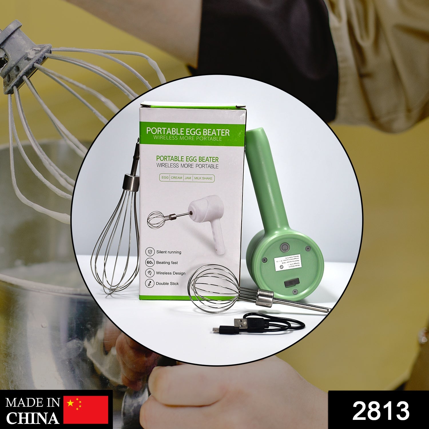 2813 Wireless Hand Mixer, Charging Handheld 2pc portable Whisk Mini High Power Beater Baking Hand Held Mixer, Portable Kitchen Blender. DeoDap 2813 Wireless Hand Mixer, Charging Handheld 2pc portable Whisk Mini High Power Beater Baking Hand Held Mixer, Portable Kitchen Blender. DeoDap